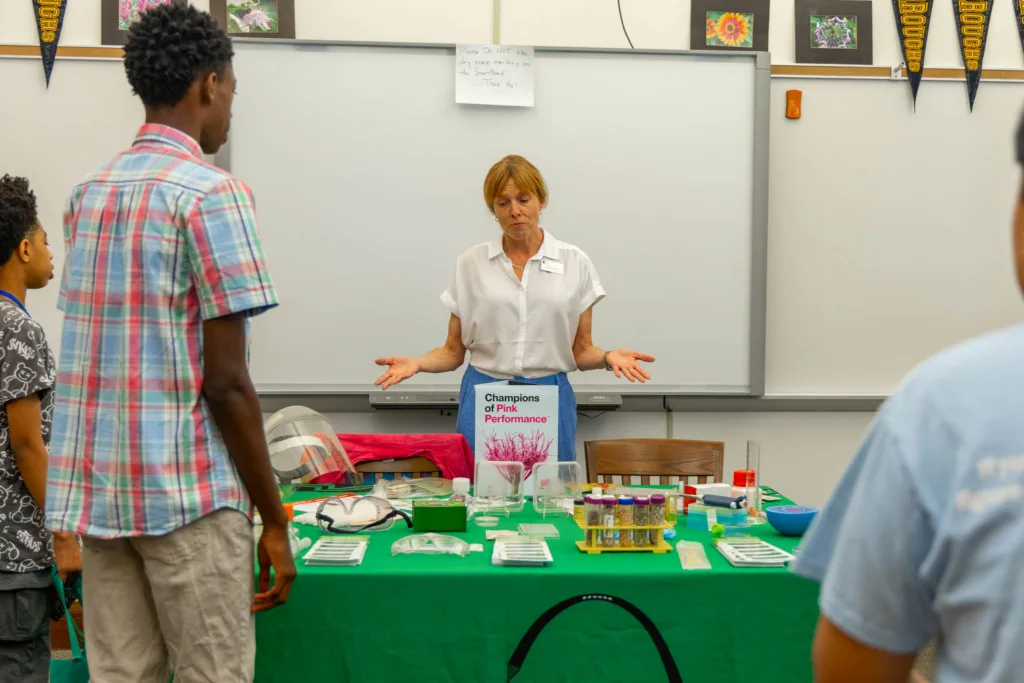 St. Louis Community College, an ecosystem partner for BioSTL’s Education to Workforce team, presents at Ready, Set, Level Up, an annual career fair for local 6-9th graders.