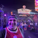 Scott MacArthur crosses the finish line at the Las Vegas Rock 'n' Roll Half Marathon.