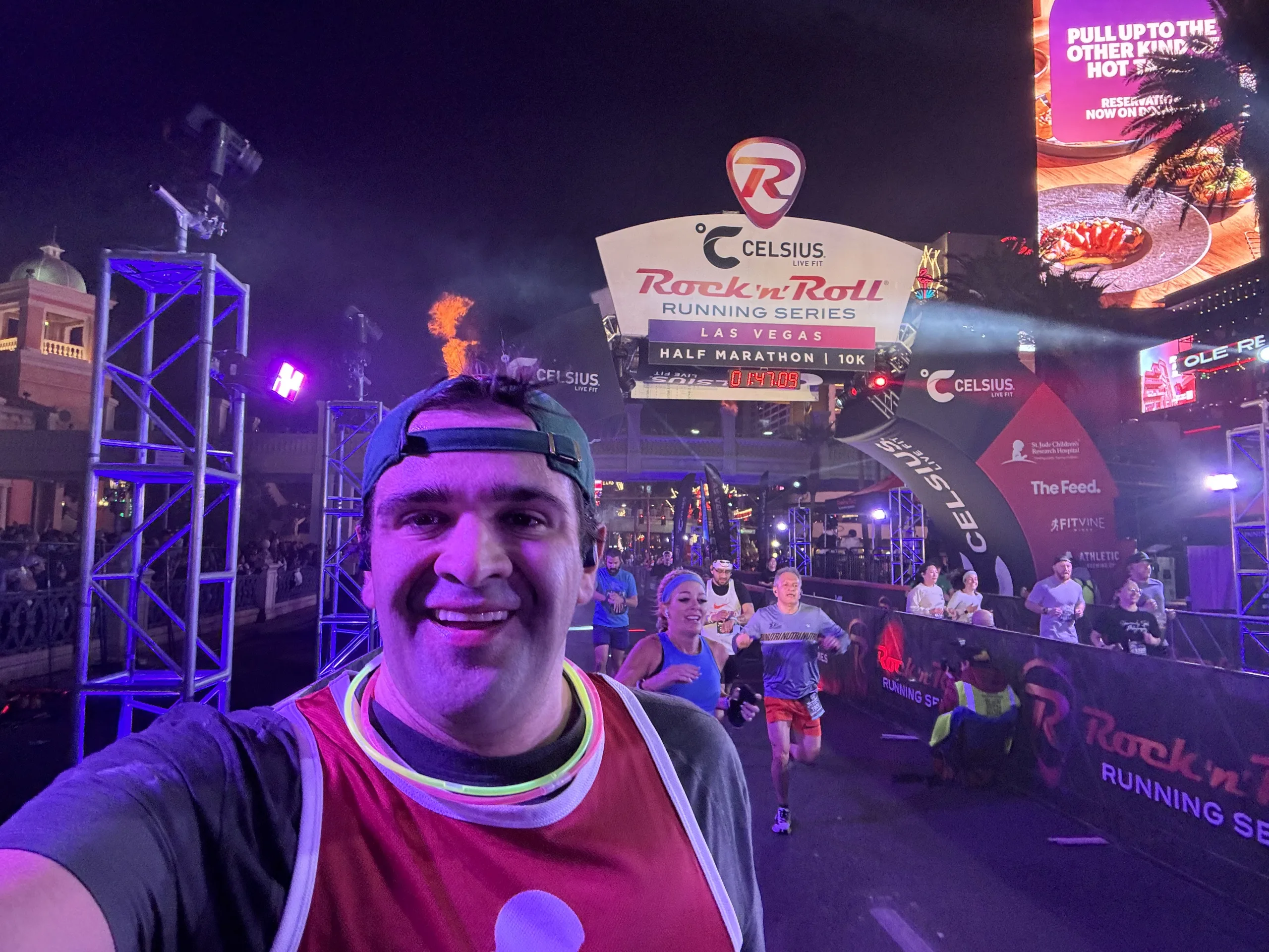 Scott MacArthur crosses the finish line at the Las Vegas Rock 'n' Roll Half Marathon.