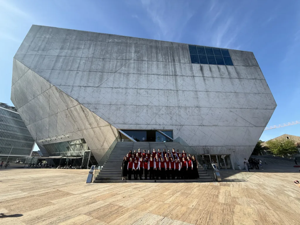 St. Louis Children's Choirs on the steps of Casa da Musica in Porto.