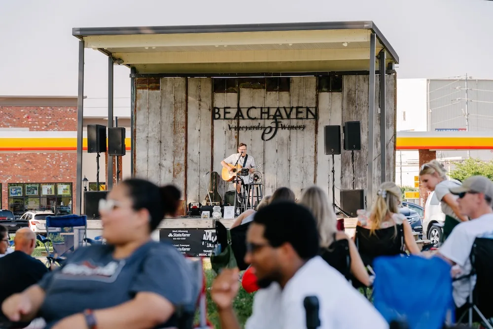 Guests enjoy live music at Beachaven Vineyards & Winery.
