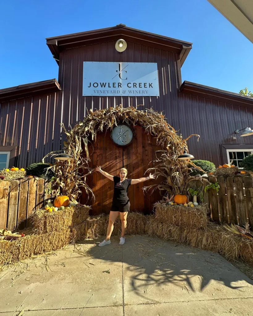 Fall decorations welcome visitors to Jowler Creek Vineyard & Winery.