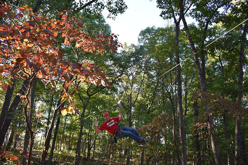 Zipline over changing leaves on new adventure course